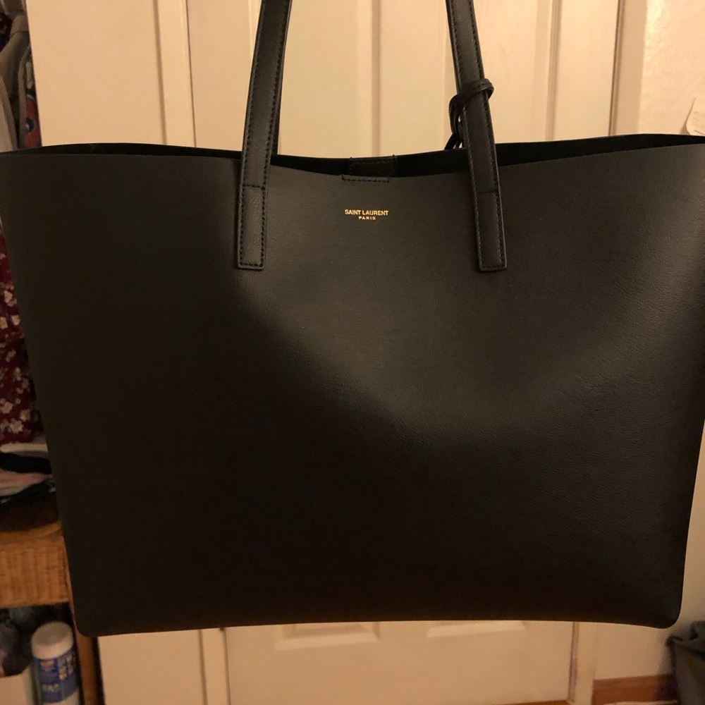 Saint Laurent Large Leather Shopper Tote